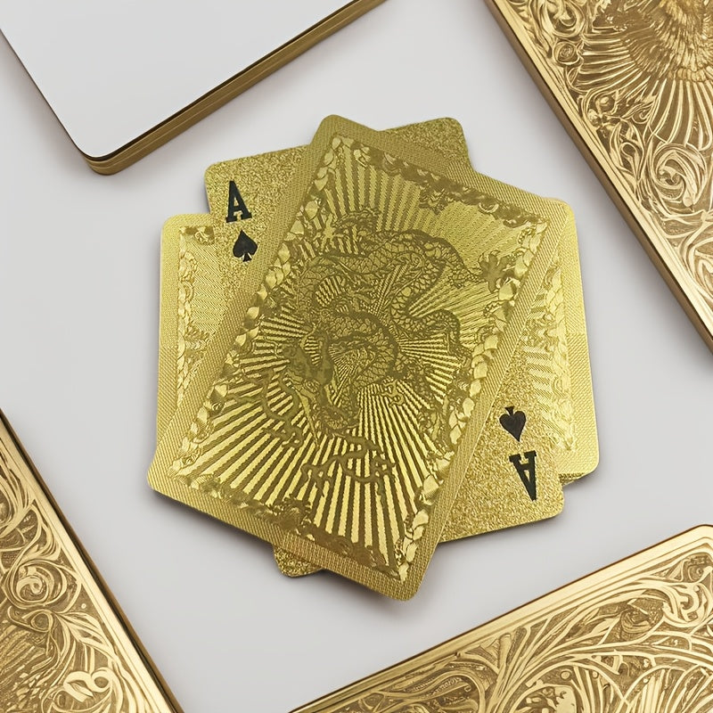 1 Jeu de cartes à jouer en PVC Golden Dragon, jeu de poker durci durable, jeu universel pour la Saint-Valentin, Thanksgiving, Noël, Halloween, fêtes du Nouvel An