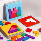 Puzzle géométrique en bois - Jeu de société éducatif - Jeu de société interactif rapide - Outils pédagogiques - Cadeau de Noël