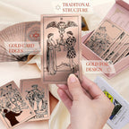 Cartes de Tarot Doré Rose - 78pcs Taille Standard, Étanches & Résistantes aux Plis, Jeu PET avec Guide pour Débutants et Experts
