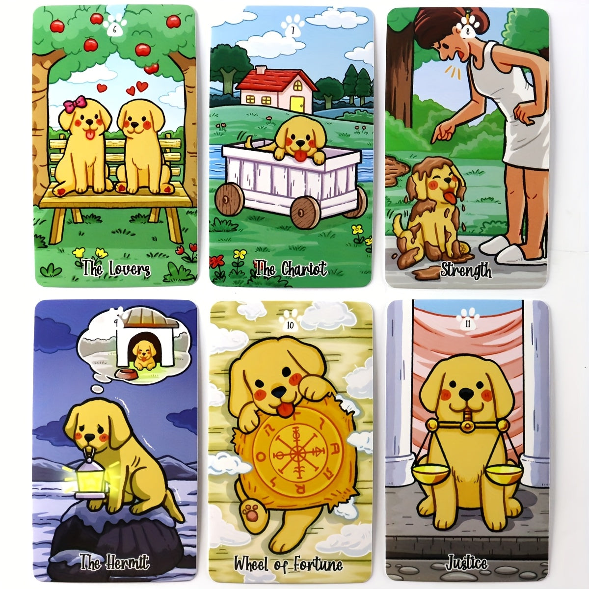 Jeux de société, cartes de tarot Labradorables avec un design de chien mignon, un jeu de 78 cartes Oracle Visions Divination Edition, jeux de société, cadeaux de Noël, cadeaux de nouvel an, jouets.