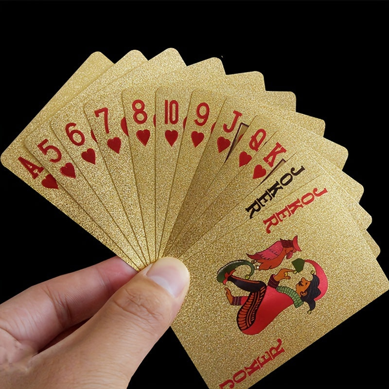 Cartes de poker en plastique imperméable avec feuille d'or noir, idéales pour les jeux de table et les collectionneurs