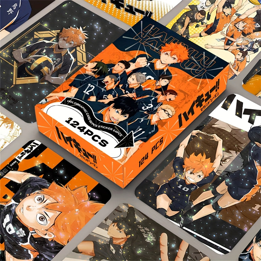 124 pièces de Cartes Anime Lomo, cartes de jeu à double face, collection de cartes de thème fantasy, design de dessin animé, cartes de personnages d'animation fluide, cadeau parfait pour les amateurs de jeux et d'anime