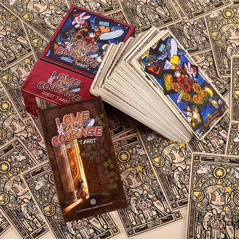 Cartes de Tarot Fantaisie KEPNOY Amour & Courage - Édition Standard de 78 Cartes pour Divination, Jeu de Fête et Prédiction de l'Avenir - Cadeau Idéal pour Halloween, Noël, Thanksgiving