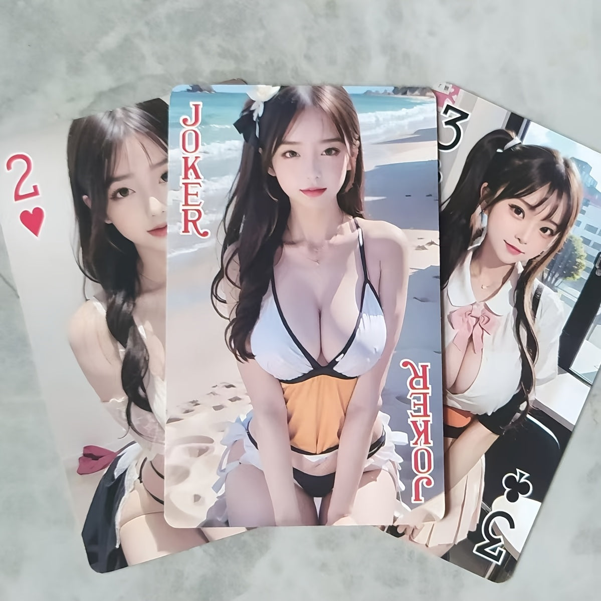 Jeu de cartes de beauté asiatique, 54 scènes uniques et aléatoires, deck de maillot de bain, jeu de cartes collectible, idéal pour les accessoires de file d'attente de fête et les jeux de table, matériau en carton