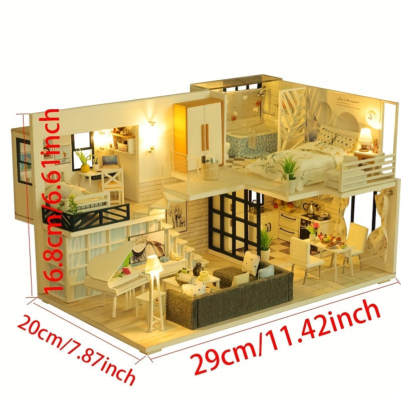 Kit de Construction Modèle Maison à Assembler DIY - Puzzle en Bois Tridimensionnel, Maison de Poupée Miniature Fait Main pour Adolescents, Décoration d'Intérieur Chambre, Cadeau d'Anniversaire, Noël, Halloween, Pâques et Saint-Valentin